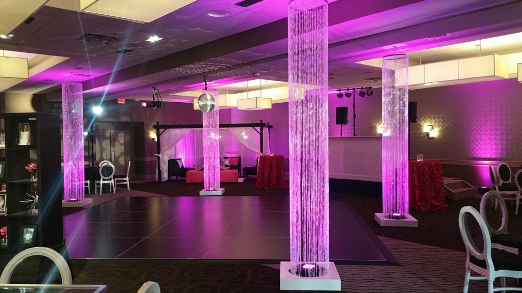 Crystal Beaded Column with Uplight