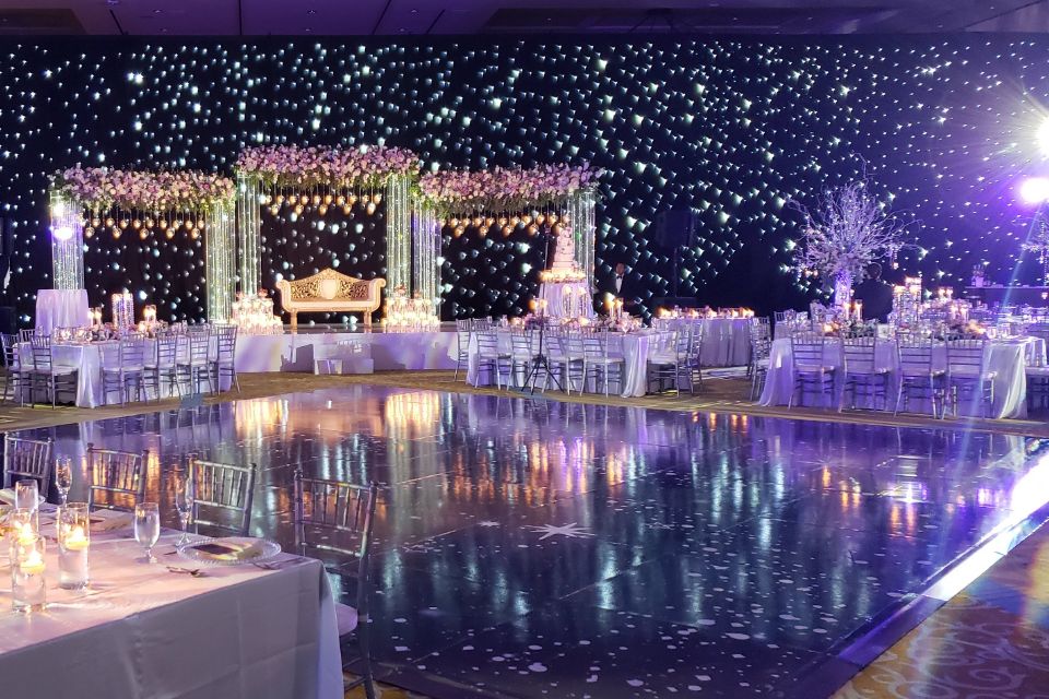 Drapes with LED lighting for a wedding reception