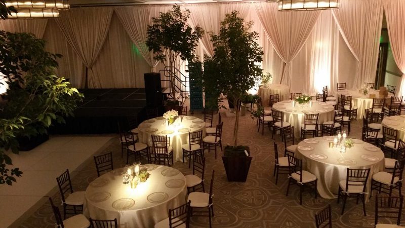 Wedding hall with pin spot lighting
