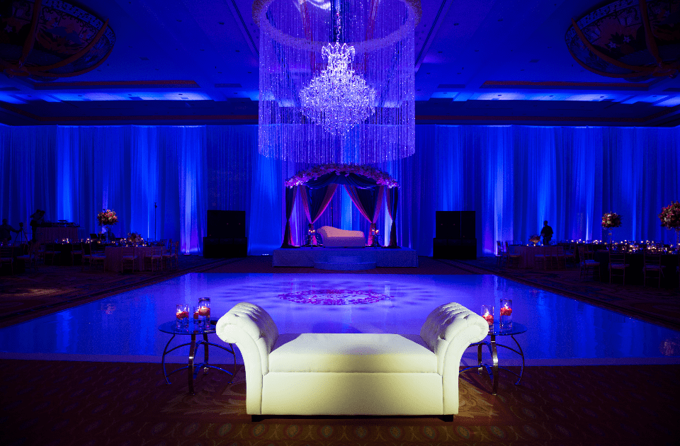 Chandelier over dance floor