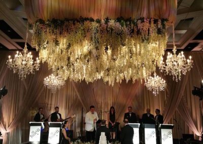 Chandelier rentals over dance floor