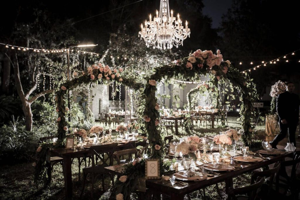 chandelier rentals outdoor wedding